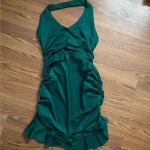 Elegant Green Halter Mini Dress